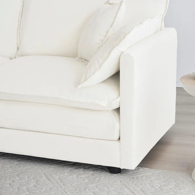 Canapé d'angle en U 5 places convertible avec 1 pouf