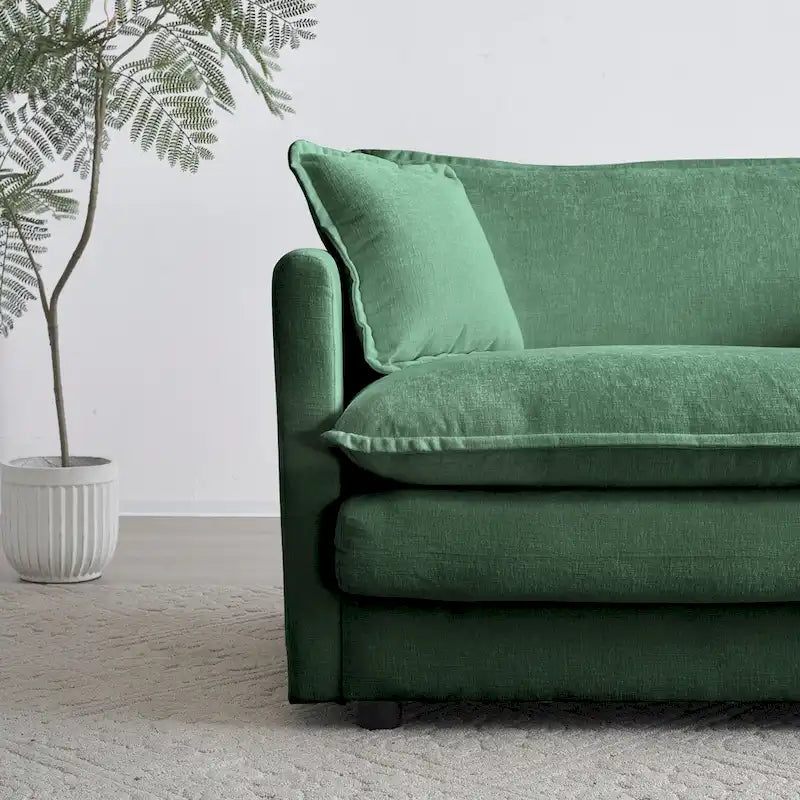 Canapé d'angle en U 5 places convertible avec 1 pouf