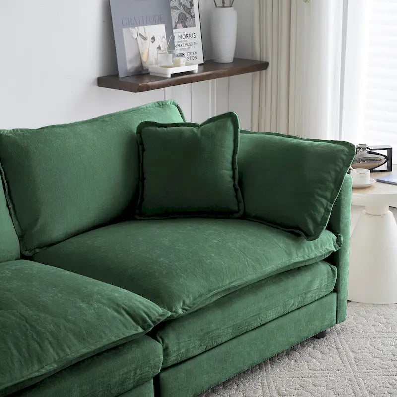 Canapé d'angle en U 5 places convertible avec 1 pouf