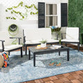 SAFAVIEH Ensemble de patio 4 pièces Kaia en bois d'acacia d'extérieur - 39Wx24Dx14H