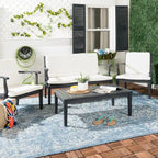 SAFAVIEH Ensemble de patio 4 pièces Kaia en bois d'acacia d'extérieur - 39Wx24Dx14H
