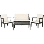 SAFAVIEH Ensemble de patio 4 pièces Kaia en bois d'acacia d'extérieur - 39Wx24Dx14H