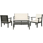 SAFAVIEH Ensemble de patio 4 pièces Kaia en bois d'acacia d'extérieur - 39Wx24Dx14H