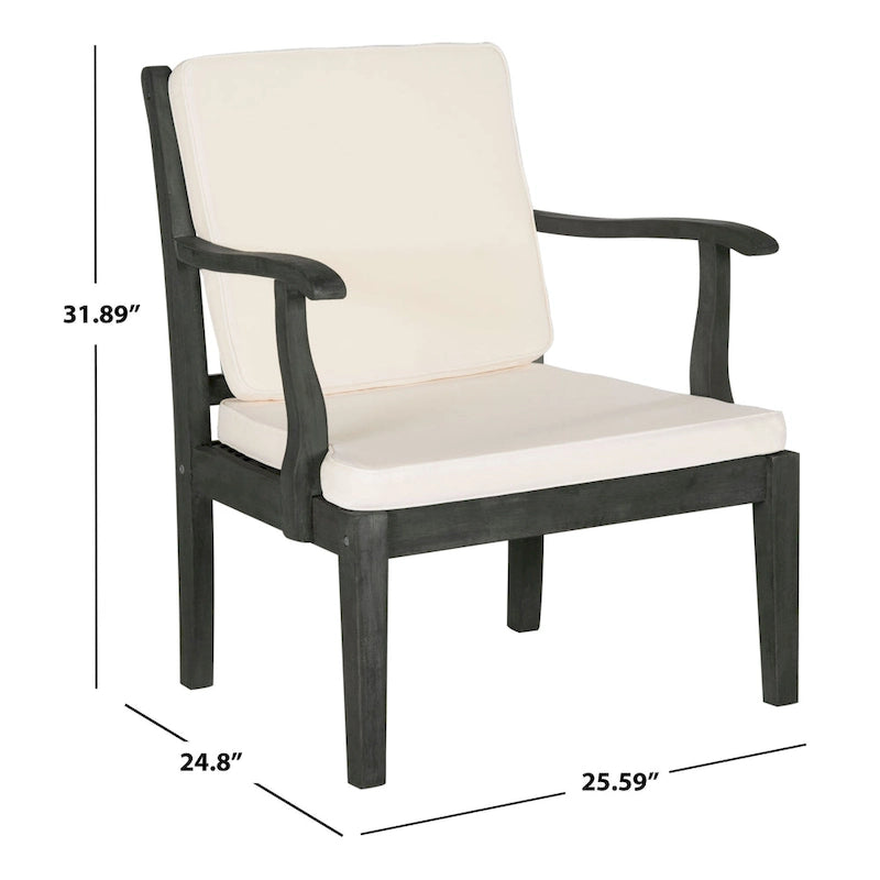 SAFAVIEH Ensemble de patio 4 pièces Kaia en bois d'acacia d'extérieur - 39Wx24Dx14H