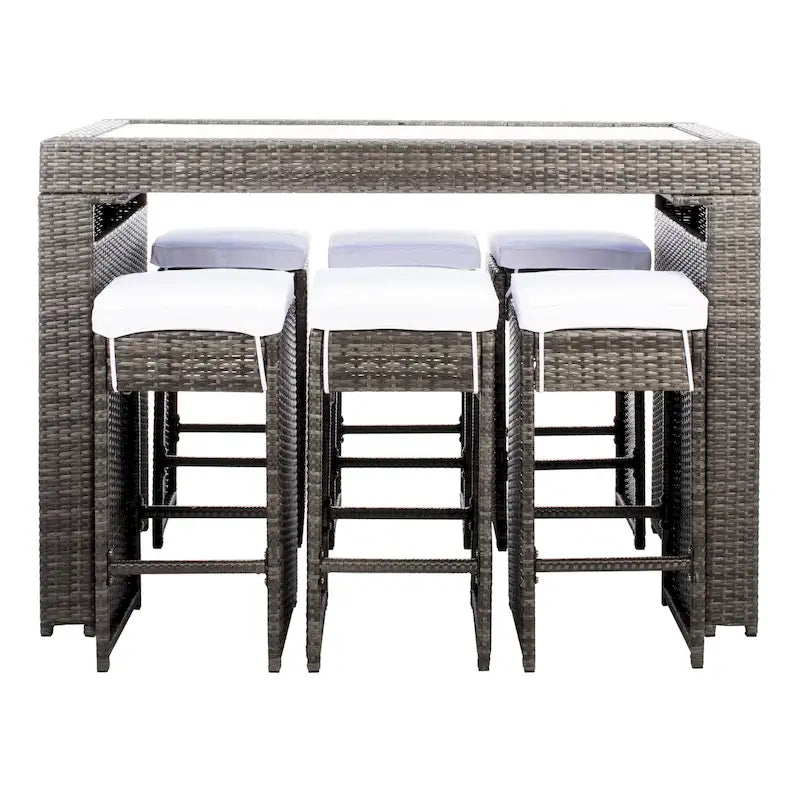 SAFAVIEH Yahaira Ensemble de salle à manger d'extérieur 7 pièces - 59x28x42H po