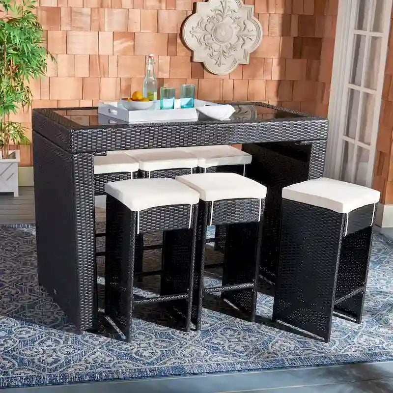 SAFAVIEH Yahaira Ensemble de salle à manger d'extérieur 7 pièces - 59x28x42H po