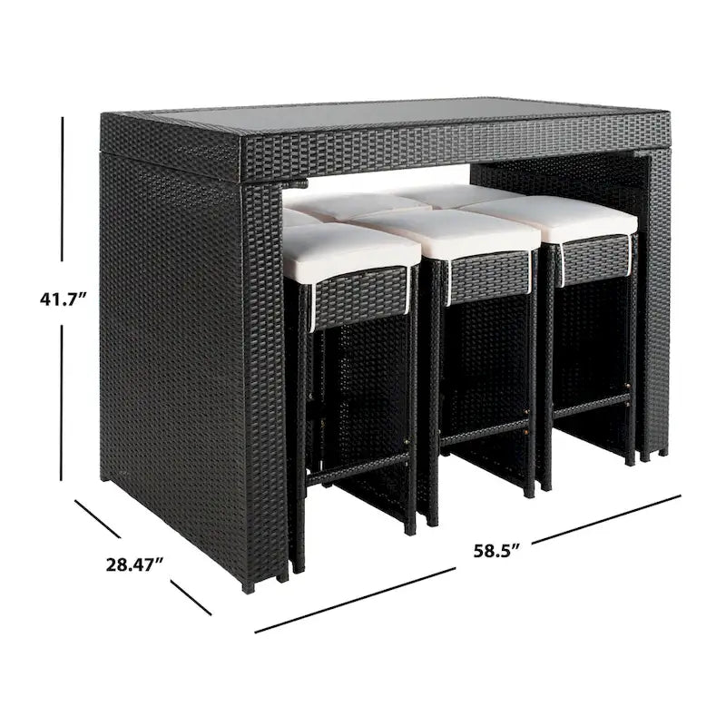 SAFAVIEH Yahaira Ensemble de salle à manger d'extérieur 7 pièces - 59x28x42H po