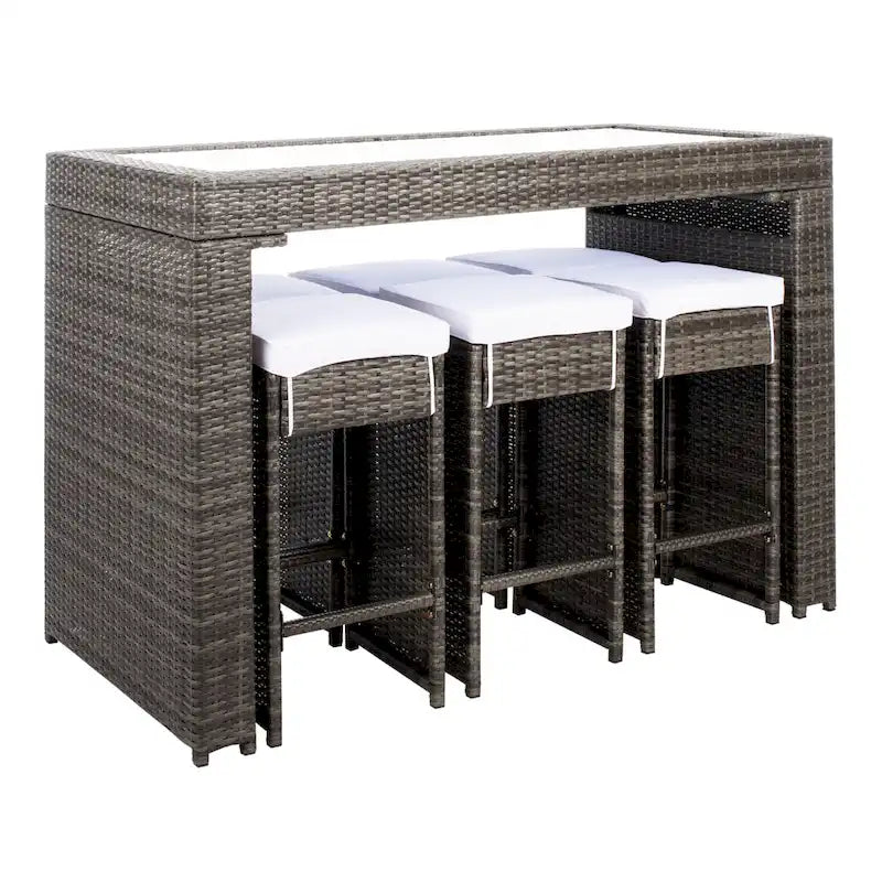 SAFAVIEH Yahaira Ensemble de salle à manger d'extérieur 7 pièces - 59x28x42H po