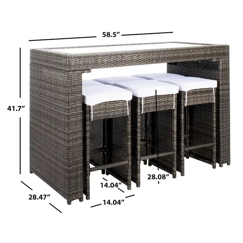 SAFAVIEH Yahaira Ensemble de salle à manger d'extérieur 7 pièces - 59x28x42H po