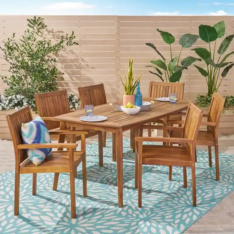 Ensemble de salle à manger en acacia 7 pièces Karen Outdoor par Christopher Knight Home