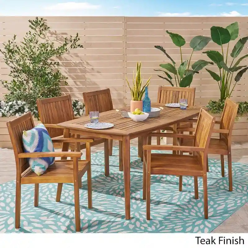 Ensemble de salle à manger en acacia 7 pièces Karen Outdoor par Christopher Knight Home