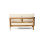 Ensemble de conversation d'extérieur modulaire 5 places en bois d'acacia et résine tressée ronde Burchett avec coussins, par Christopher Knight Home