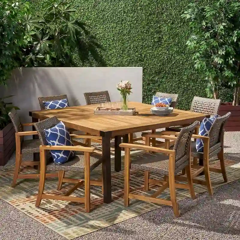 Belgrade Outdoor 8 Seater Acacia Wood Dining Set by Christopher Knight Home