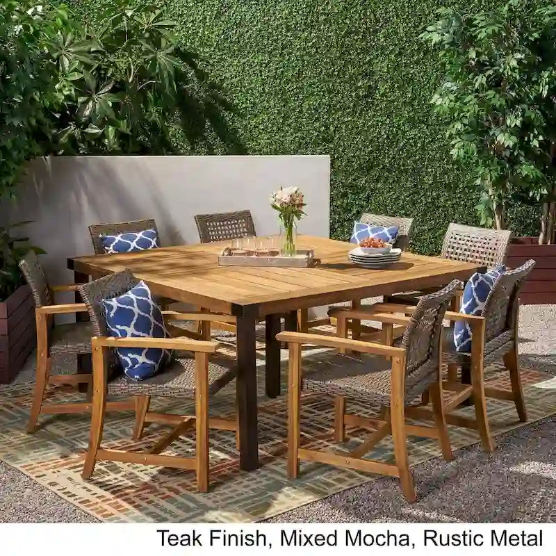 Ensemble de salle à manger d'extérieur 8 places en bois d'acacia Belgrade par Christopher Knight Home