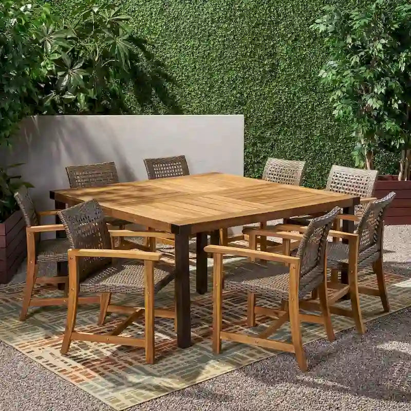 Ensemble de salle à manger d'extérieur 8 places en bois d'acacia Belgrade par Christopher Knight Home