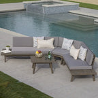 Canapé d'angle en acacia 4 pièces en V Hillcrest Outdoor par Christopher Knight Home