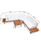 Canapé d'angle en acacia 4 pièces en V Hillcrest Outdoor par Christopher Knight Home