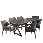 Ensemble de salle à manger d'extérieur 7 pièces en osier/aluminium/fer Grayson PE par Christopher Knight Home
