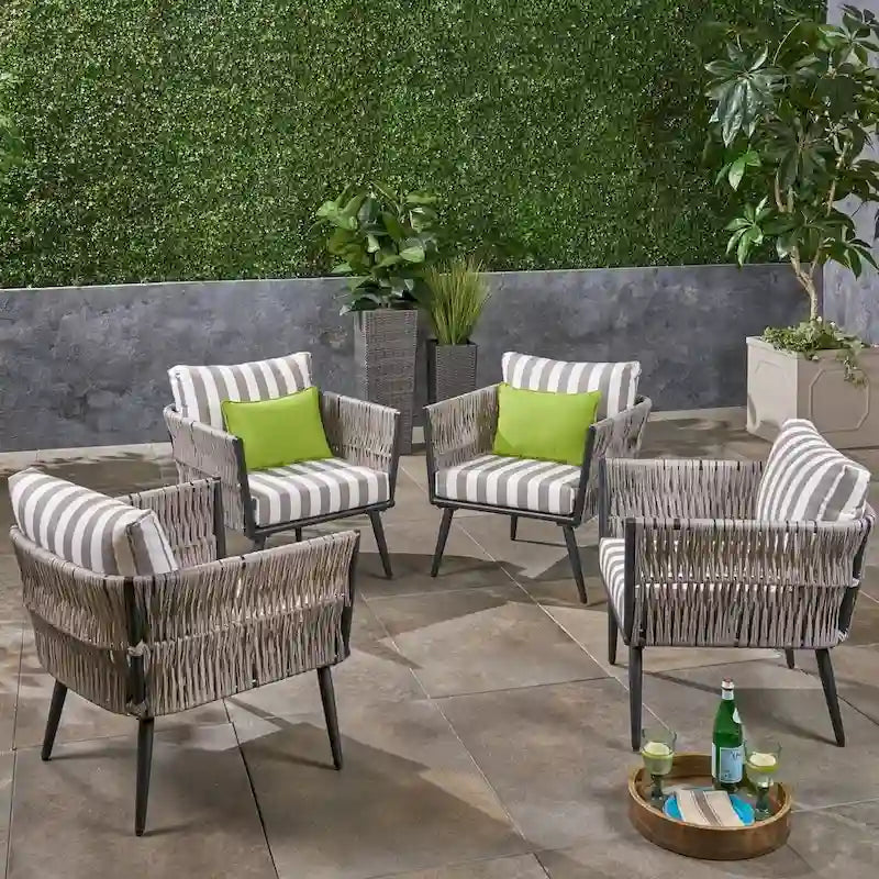 Fauteuil de jardin en osier Oceanus (lot de 4) par Christopher Knight Home
