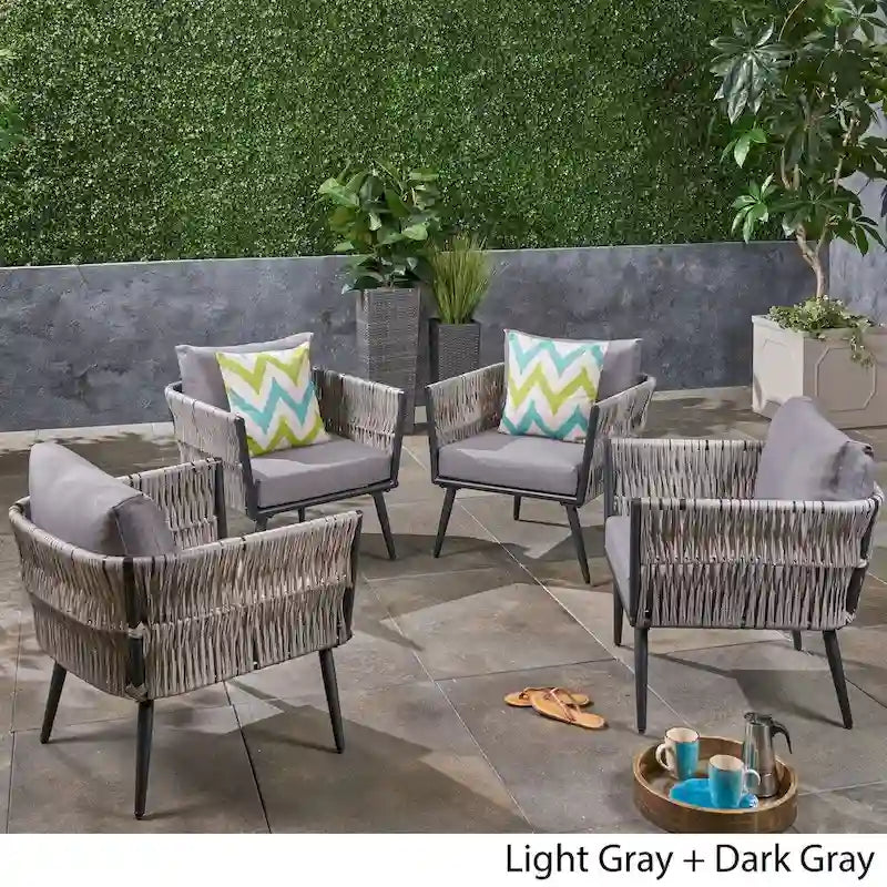 Fauteuil de jardin en osier Oceanus (lot de 4) par Christopher Knight Home