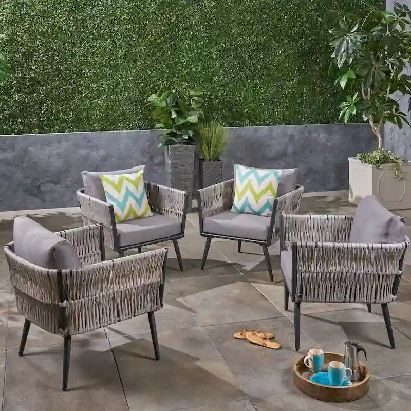 Fauteuil de jardin en osier Oceanus (lot de 4) par Christopher Knight Home