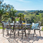 Alfresco Outdoor 7-piece Cast Aluminum Rectangle Dining Set by Christopher Knight Home - N/A