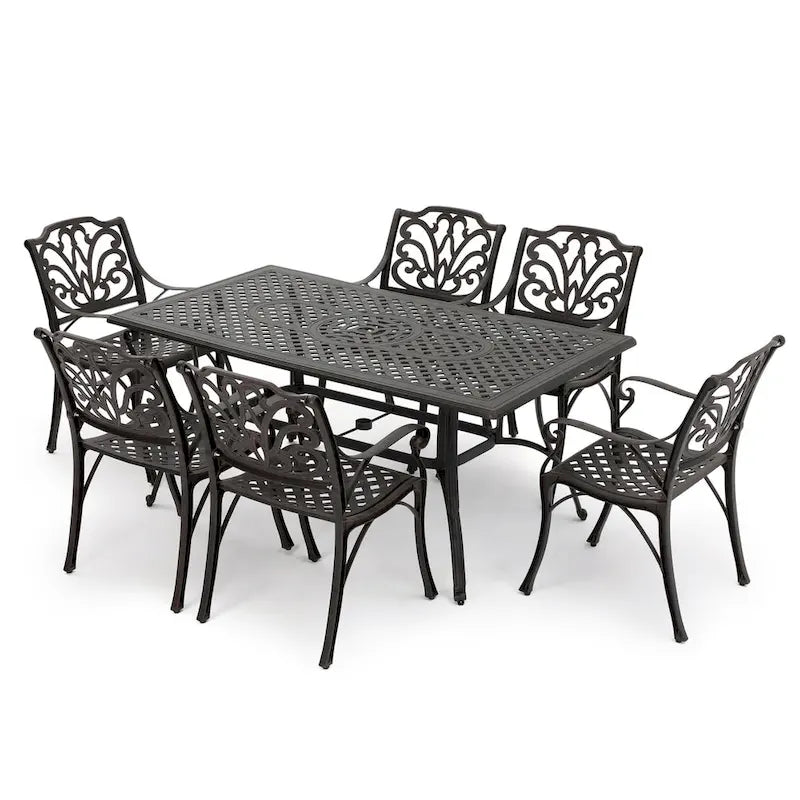 Ensemble de salle à manger rectangulaire 7 pièces en aluminium coulé Alfresco Outdoor de Christopher Knight Home - S.O.