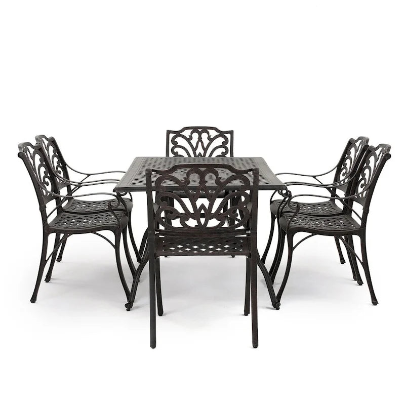 Ensemble de salle à manger rectangulaire 7 pièces en aluminium coulé Alfresco Outdoor de Christopher Knight Home - S.O.