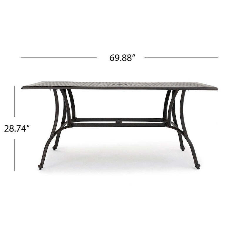 Ensemble de salle à manger rectangulaire 7 pièces en aluminium coulé Alfresco Outdoor de Christopher Knight Home - S.O.