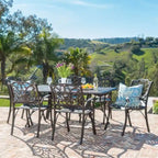 Ensemble de salle à manger rectangulaire 7 pièces en aluminium coulé Alfresco Outdoor de Christopher Knight Home - S.O.