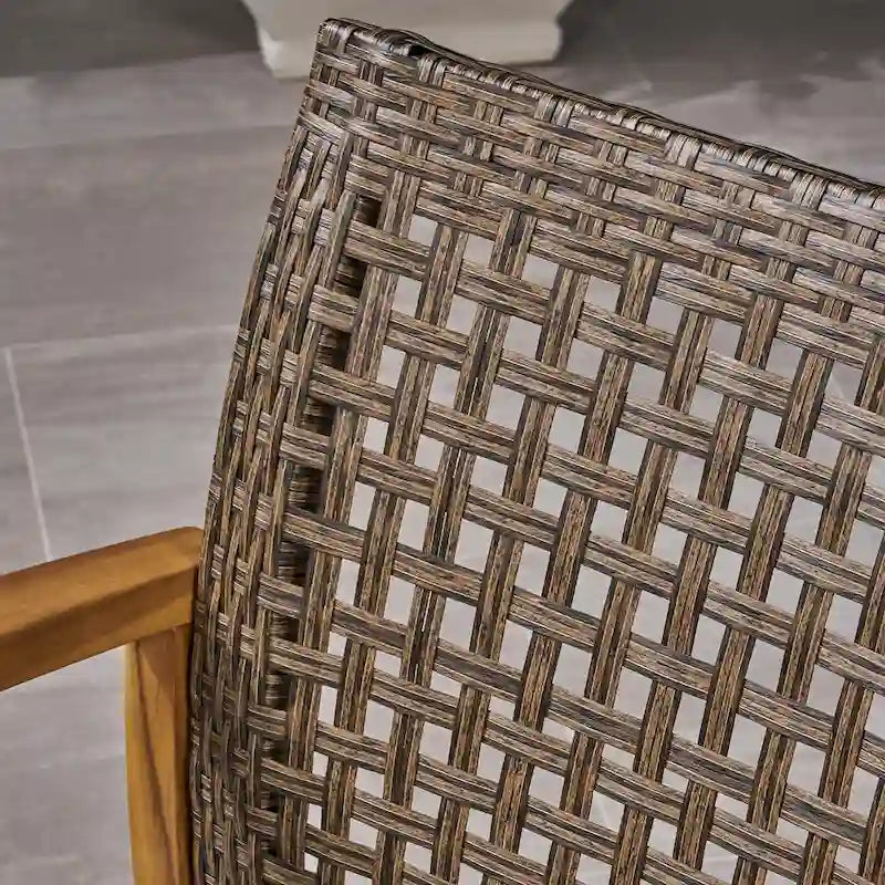 Ensemble de conversation d'extérieur Hampton de 5 pièces en bois et osier par Christopher Knight Home
