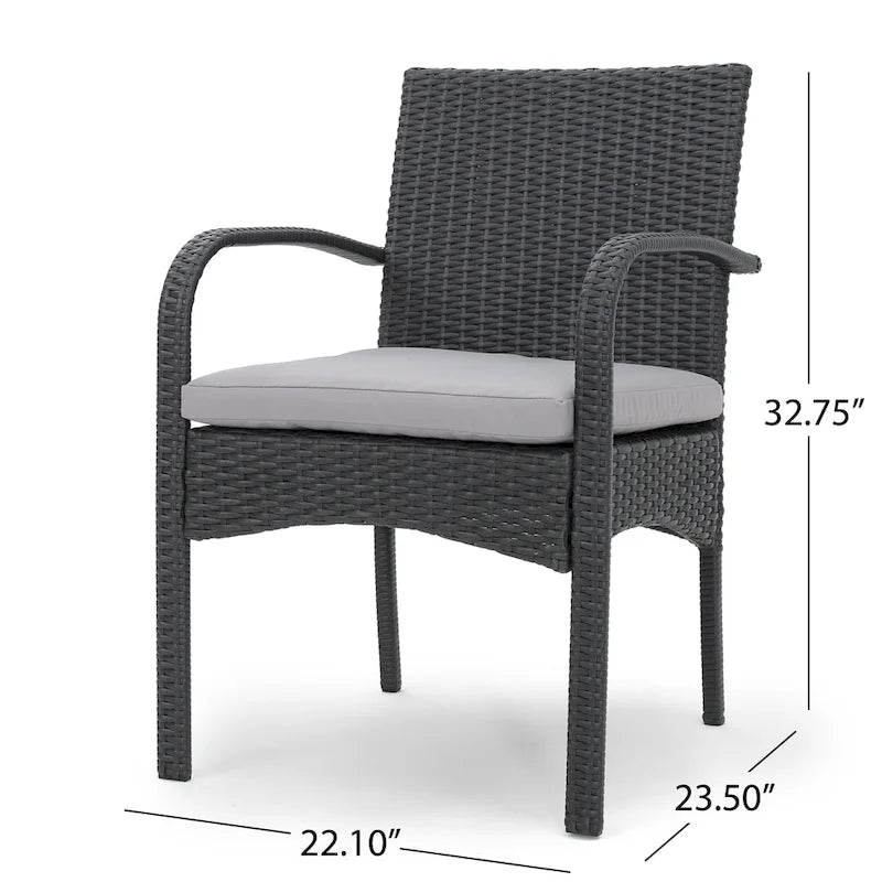 Ensemble de salle à manger rectangulaire 7 pièces en osier et aluminium Ashworth Outdoor avec coussins par Christopher Knight Home - N/A