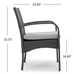 Ensemble de salle à manger rectangulaire 7 pièces en osier et aluminium Ashworth Outdoor avec coussins par Christopher Knight Home - N/A