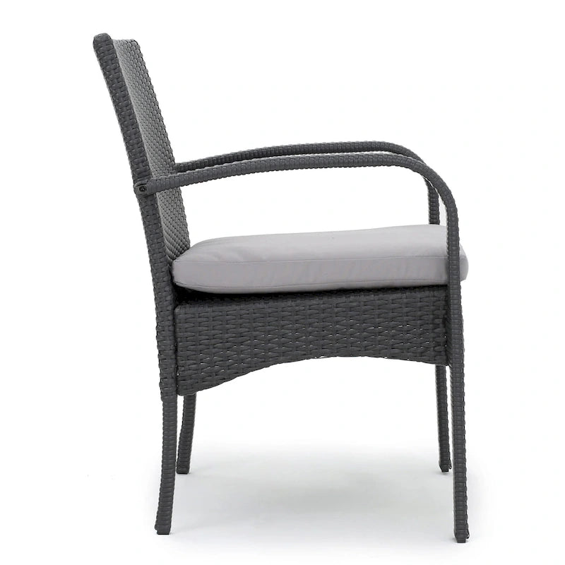 Ensemble de salle à manger rectangulaire 7 pièces en osier et aluminium Ashworth Outdoor avec coussins par Christopher Knight Home - N/A