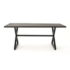 Ensemble de salle à manger rectangulaire 7 pièces en osier et aluminium Ashworth Outdoor avec coussins par Christopher Knight Home - N/A
