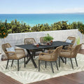 Fromberg Outdoor Wicker 7 Piece Dining Set with Cushion by Christopher Knight Home