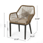 Ensemble de salle à manger 7 pièces en osier Fromberg avec coussin par Christopher Knight Home