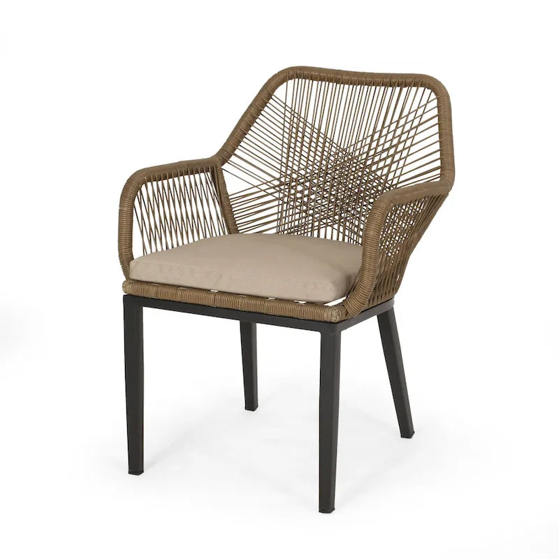 Ensemble de salle à manger 7 pièces en osier Fromberg avec coussin par Christopher Knight Home