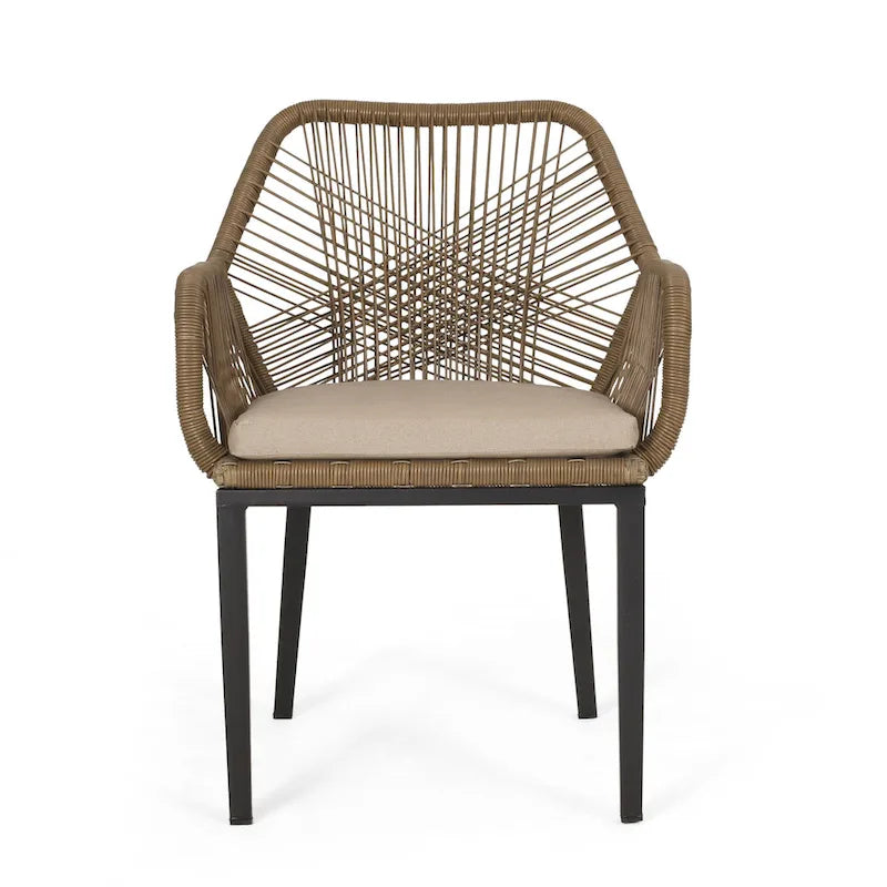 Ensemble de salle à manger 7 pièces en osier Fromberg avec coussin par Christopher Knight Home