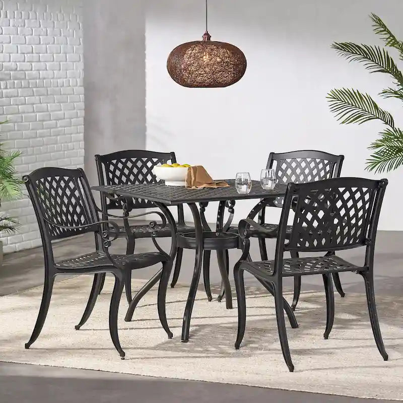 Ensemble de salle à manger extérieur 5 pièces en aluminium Cayman par Christopher Knight Home