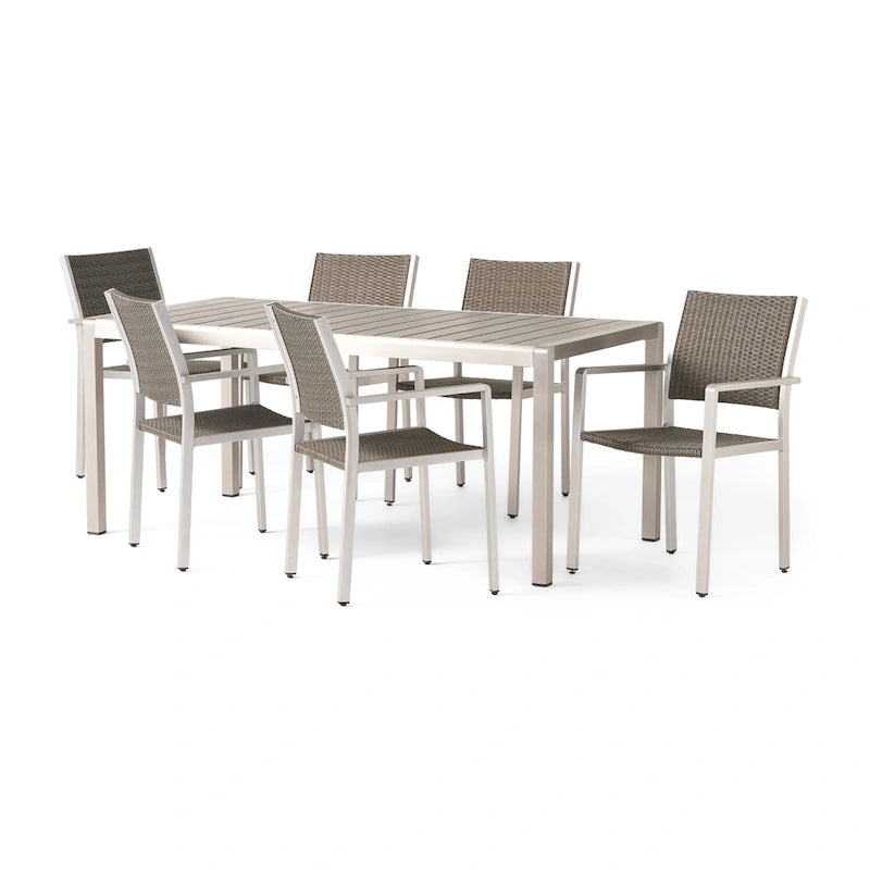 Ensemble de salle à manger extérieur 7 pièces en aluminium Cape Coral de Christopher Knight Home
