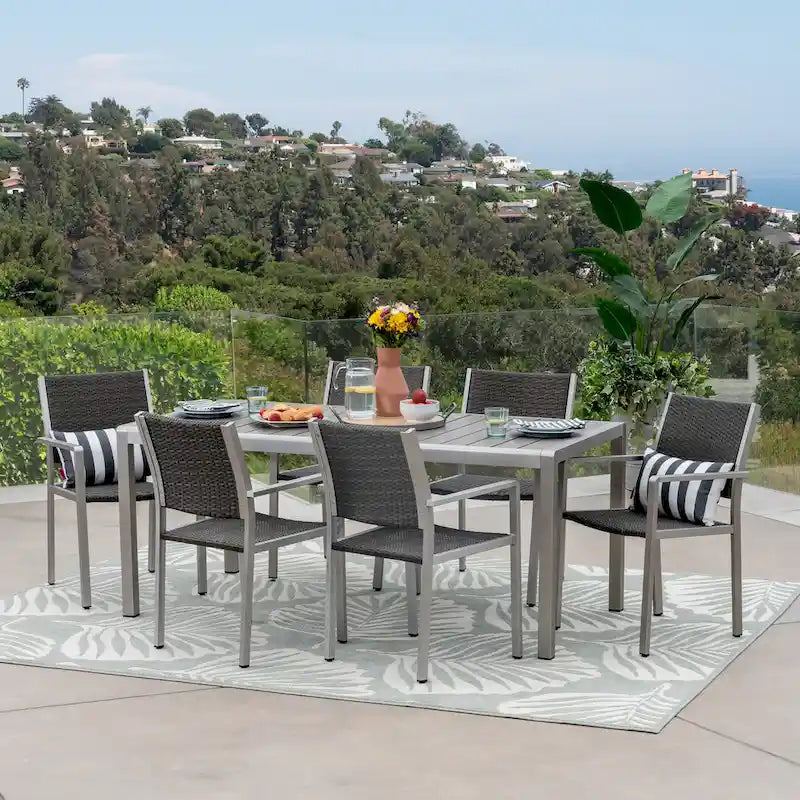Ensemble de salle à manger extérieur 7 pièces en aluminium Cape Coral de Christopher Knight Home
