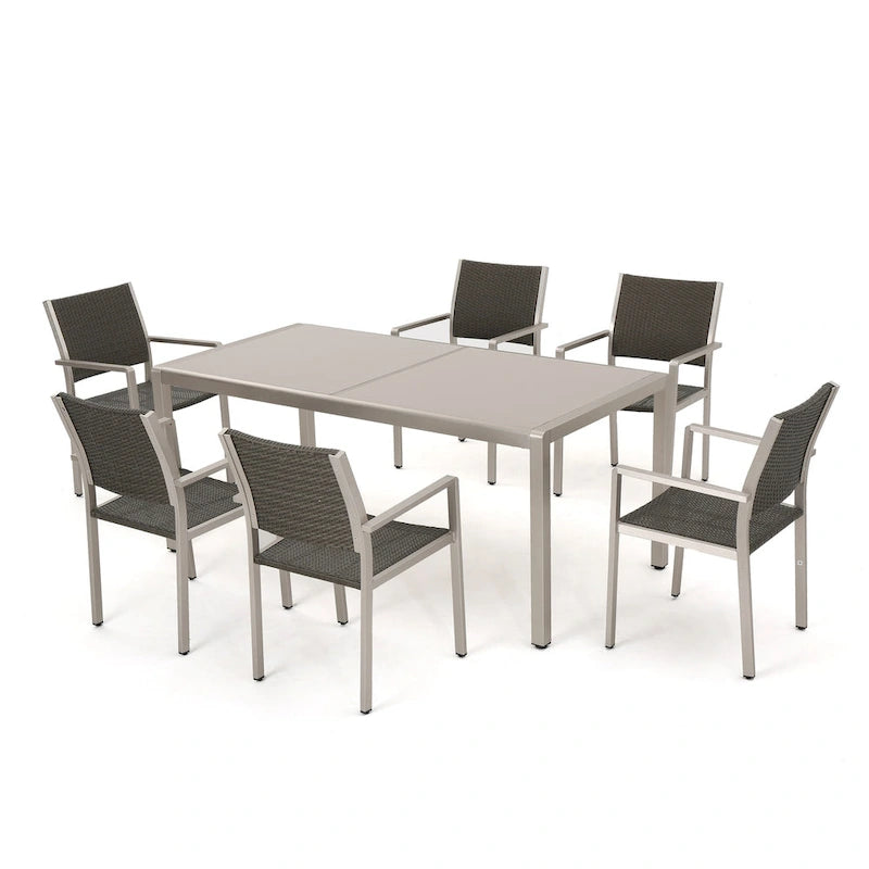 Ensemble de salle à manger extérieur 7 pièces en aluminium Cape Coral de Christopher Knight Home