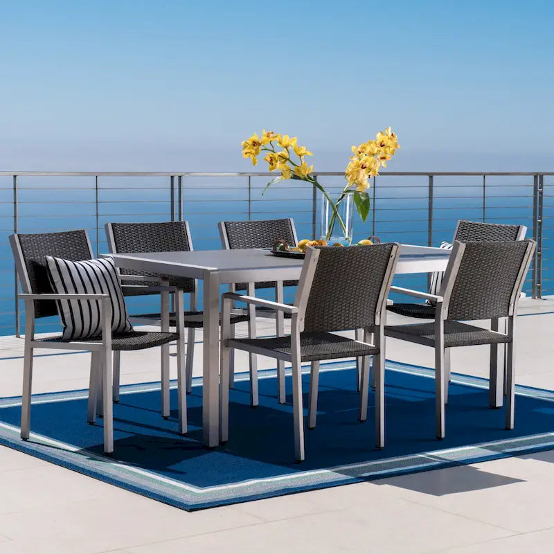 Ensemble de salle à manger extérieur 7 pièces en aluminium Cape Coral de Christopher Knight Home