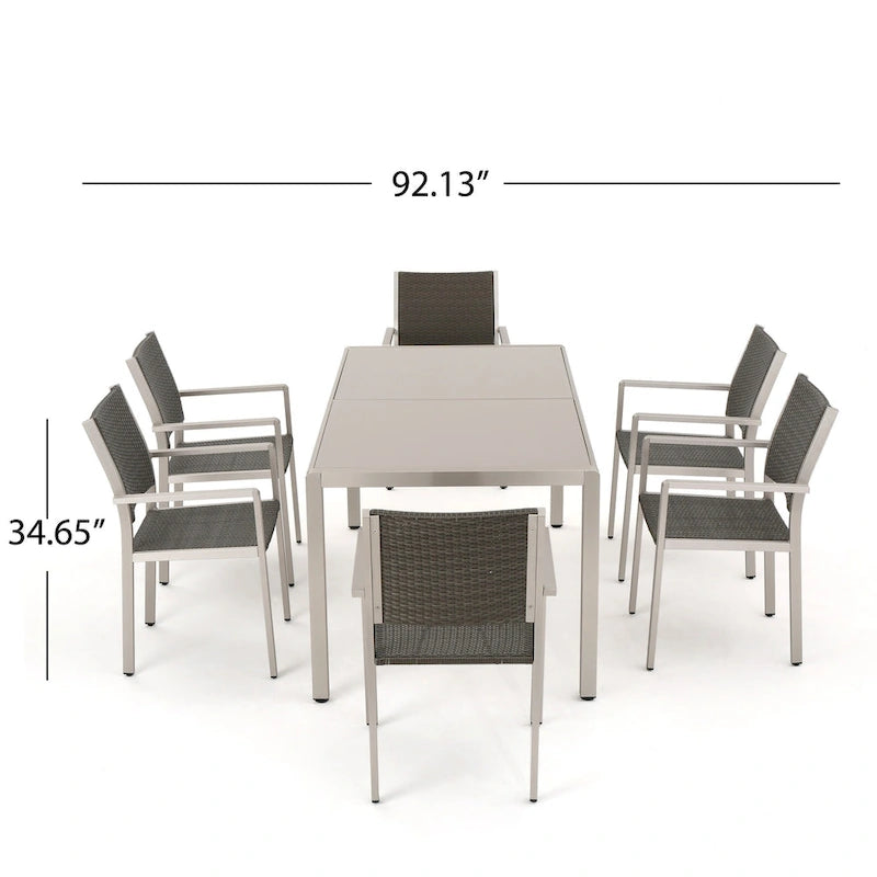 Ensemble de salle à manger extérieur 7 pièces en aluminium Cape Coral de Christopher Knight Home