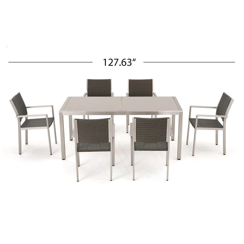 Ensemble de salle à manger extérieur 7 pièces en aluminium Cape Coral de Christopher Knight Home