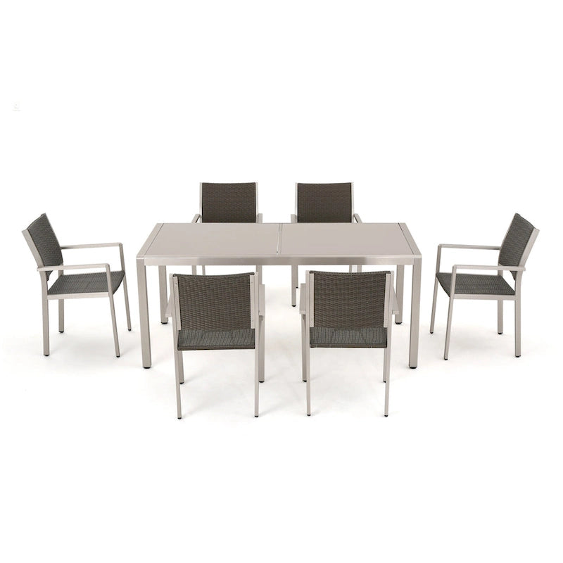 Ensemble de salle à manger extérieur 7 pièces en aluminium Cape Coral de Christopher Knight Home