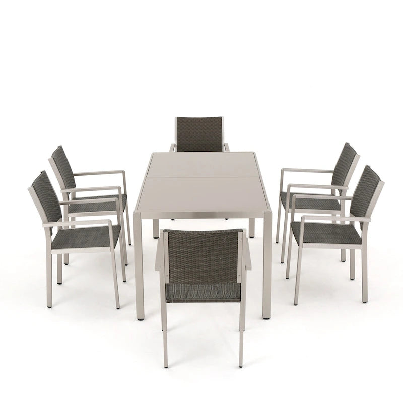 Ensemble de salle à manger extérieur 7 pièces en aluminium Cape Coral de Christopher Knight Home