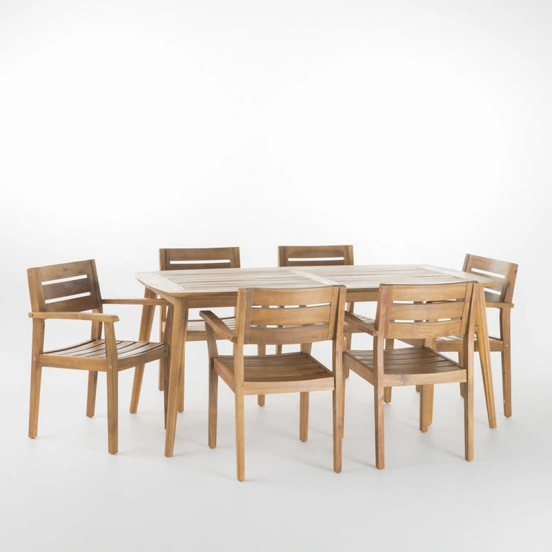 Ensemble de salle à manger rectangulaire 7 pièces en bois d'acacia Stamford par Christopher Knight Home