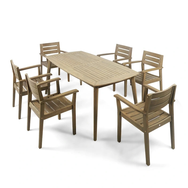 Ensemble de salle à manger rectangulaire 7 pièces en bois d'acacia Stamford par Christopher Knight Home